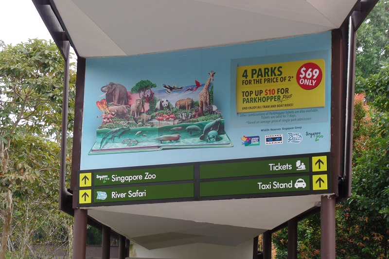 bus stand at Singapore Zoo