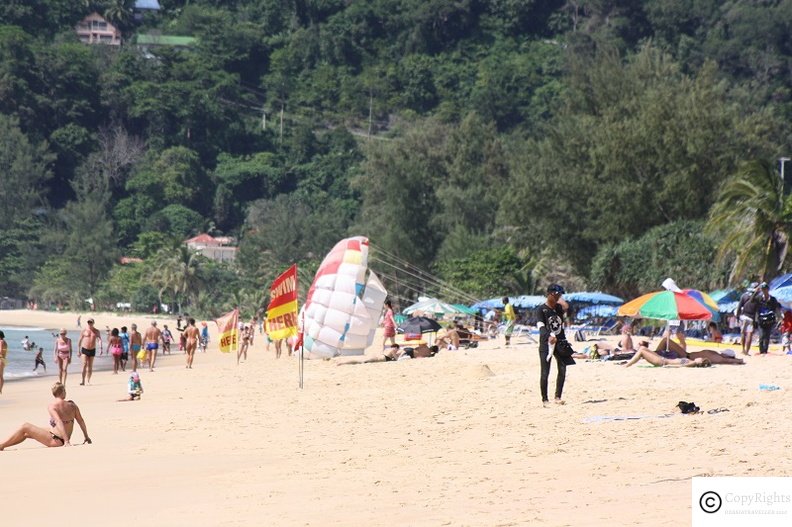 Karon Beach is less congested aqnd popular with families